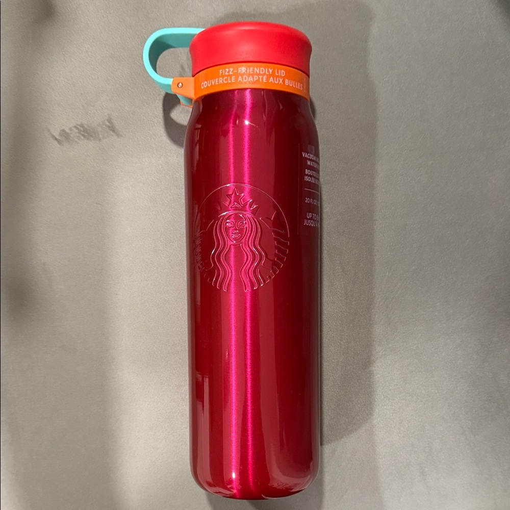 Starbucks Metallic Red Tumbler with Teal Lid